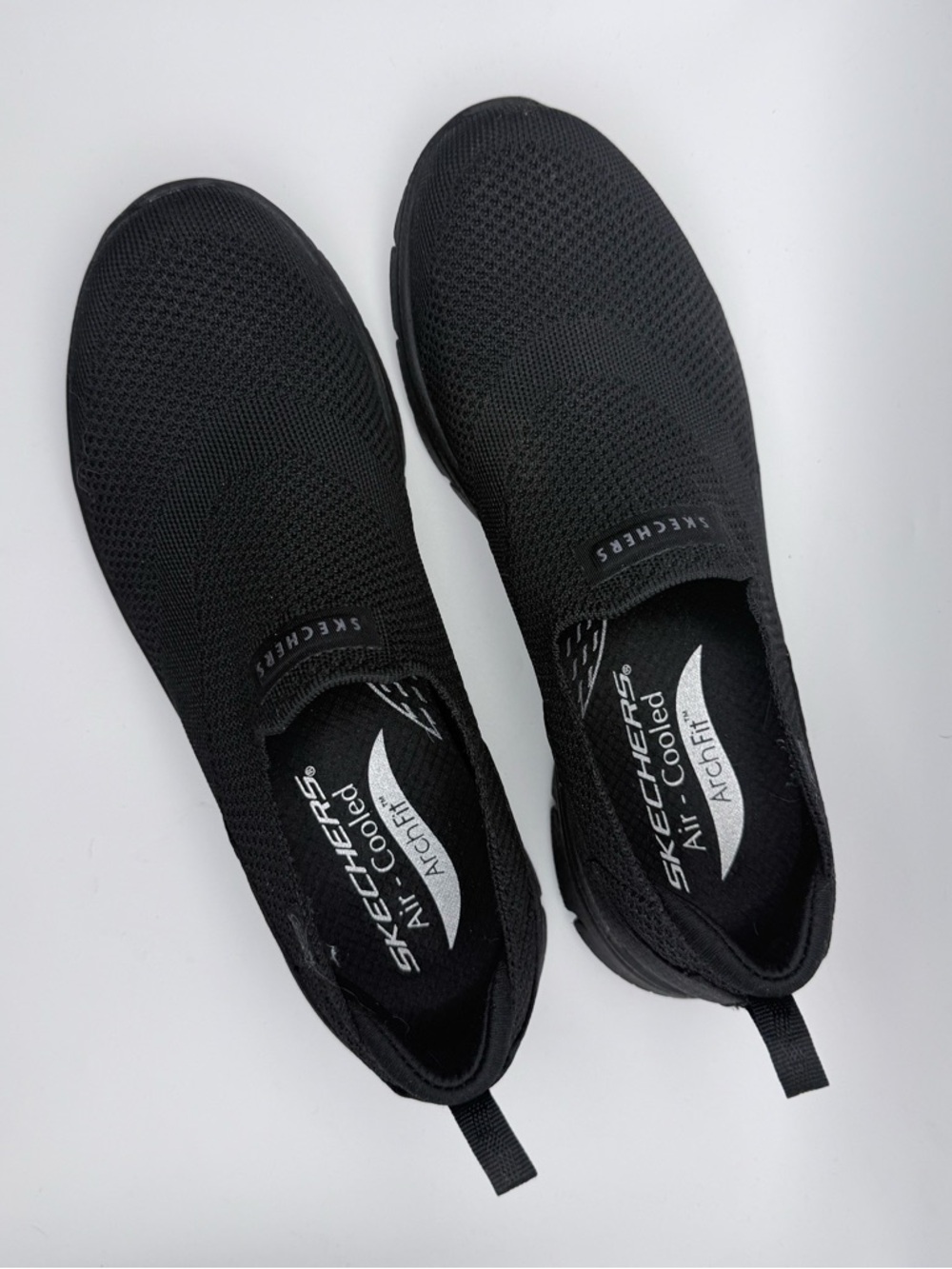 Skechers Air-Cooled Arch Fit Black Mesh Slip-On Shoes 6.5